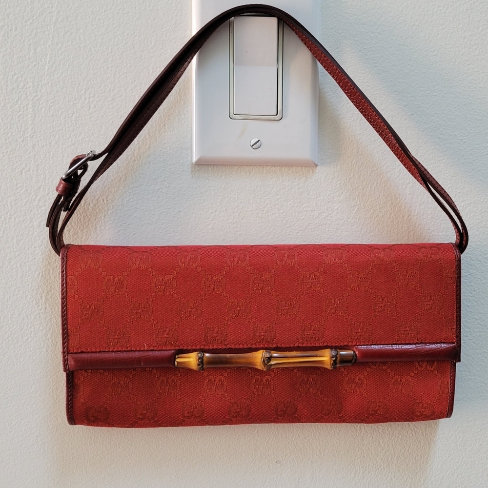 Authentic Gucci GG Bamboo Canvas Leather handbag